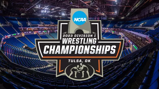 BOK Center in Tulsa, Oklahoma for the 2023 NCAA Wrestling Championships with logo