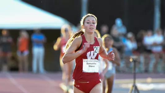 Samantha Stieve competes in outdoor track