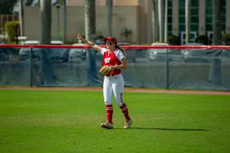 Kate Linkletter calling the outs in the outfield