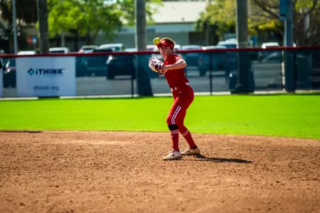 Rylie Crane throwing the ball from second