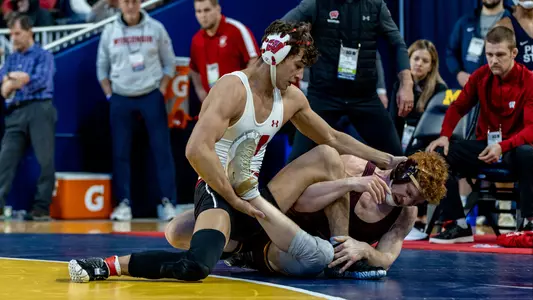 Dean Hamiti earns a 8-0 major decision victory over Minnesota's Andrew Sparks at the 2023 Big Ten Wrestling Championships on Saturday, March 4, 2023 at the Crisler Center in Ann Arbor, Michigan.