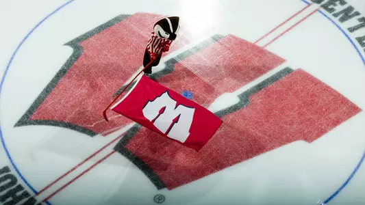 Bucky Badger on the Kohl Center Ice