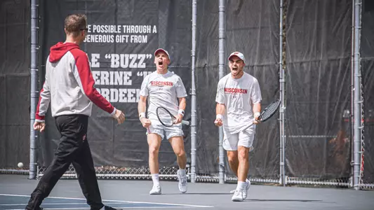 Robin Parts and Sebastian Vile celebrate vs. Indiana