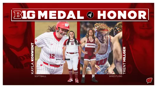 Kayla Konwent, Softball, and Trent Hillger, 2023 Big Ten Medal of Honor winners