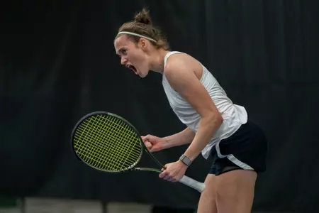 Ava Markham celebrates against Indiana
