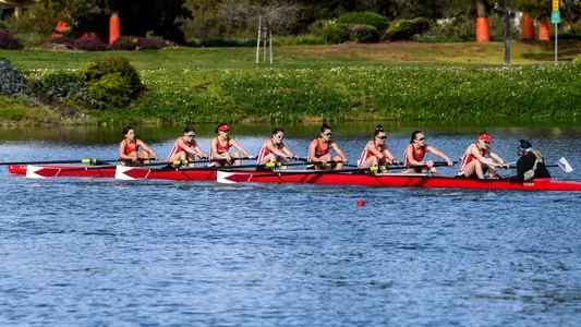 Women's lightweight rowing rows in Varsity 8 at Stanford