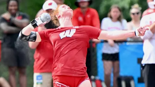 Josie Schaefer competes in the shot put