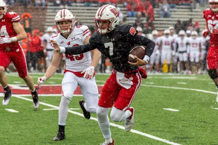 Wisconsin Badgers quarterback Nick Evers (7)l during the spring football game at Camp Randall Stadium, Saturday, April 22, 2023, in Madison, Wis. (Photo by David Stluka/UW Athletic Communications)