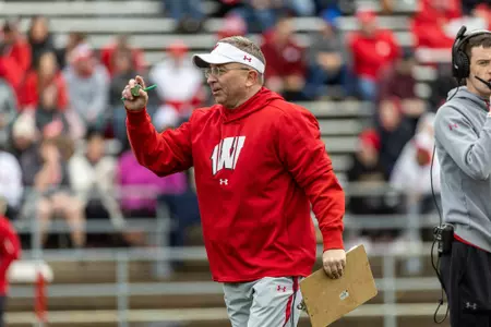 Wisconsin Badgers Chief of Staff Greg Gillum looks on during the spring football game at Camp Randall Stadium, Saturday, April 22, 2023, in Madison, Wis. (Photo by David Stluka/UW Athletic Communications)