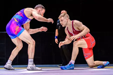 Seth Gross, Wisconsin wrestling assistant coach, competes in Team USA competition