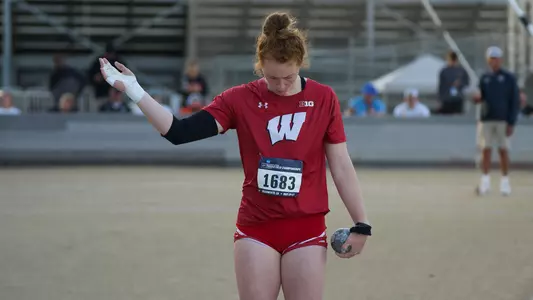 Josie Schaefer in the shot put at the 2023 NCAA West Prelims