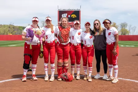 Senior softball players standing for picture