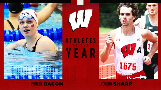 Phoebe Bacon, Wisconsin women's swimming and diving, and Jackson Sharp, Wisconsin men's cross country and track and field, are Wisconsin's 2022-2023 Athletes of the Year