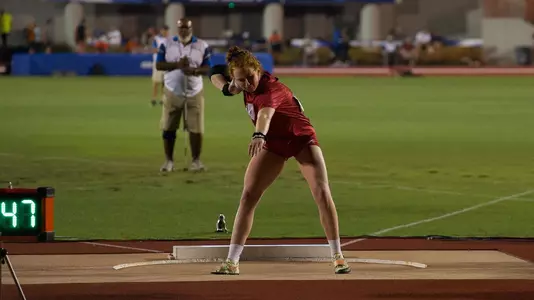 Schaefer competes in shot put at NCAA