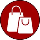 Red circle icon image with two white bags or purses representing Carry-In Policy information
