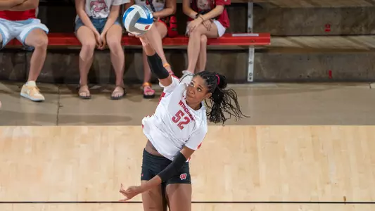 Carter Booth serves up the ball