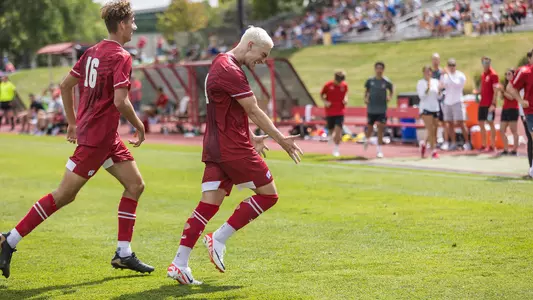 Kevin Andrews celebrates a goal against Drake