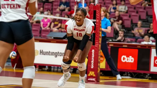 Devyn Robinson celebrates after earning a point