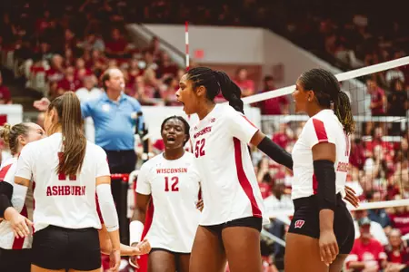 Carter Booth celebrates after a block against Arkansas