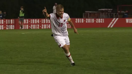 Tim Bielic celebrates the game-tying goal against No. 13 Northwestern