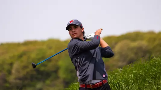 Cameron Huss takes a swing at the 2023 NCAA Golf Regional