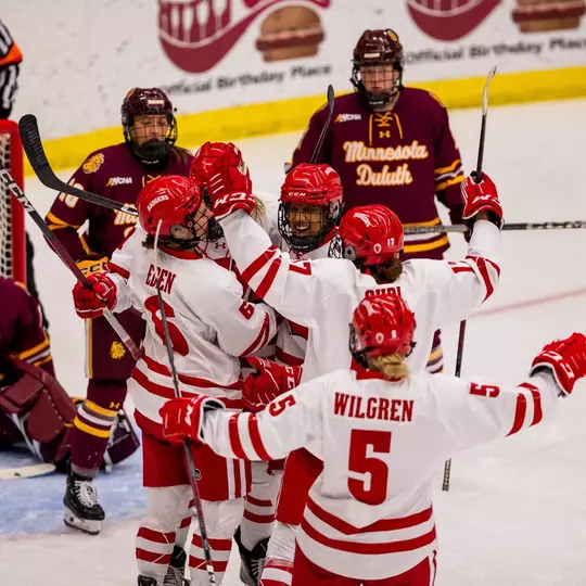 The Wisconsin Badgers women’s hockey team defeats Minnesota Duluth in the LaBahn Arena 3-0 at the University of Wisconsin- Madison on December 2, 2023. (Photo by Taylor Wolfram / Wisconsin Athletic Communications)