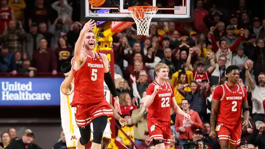 Tyler Wahl celebrates a win at Minnesota