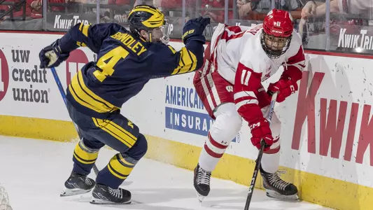 Simon Tassy skates in a game versus Michigan.