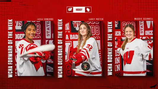 A graphic showing Laila Edwards, Laney Potter and Maggie Scannell