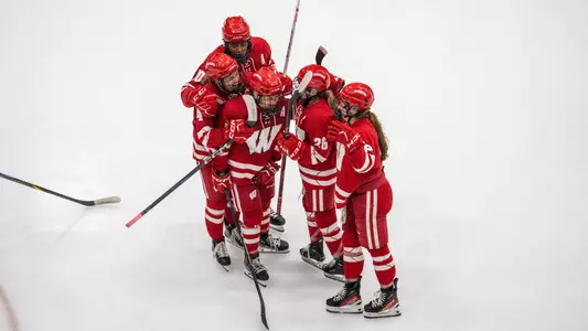 Wisconsin celebrates during its 4-3 win at Minnesota