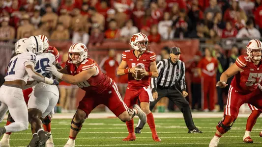 Wisconsin Badgers during a Big Ten Conference NCAA college football game against the Penn State Nittany Lions, Saturday, Oct. 26, 2024, in Madison, Wis. (Photo by David Stluka/Wisconsin Athletic Communications)