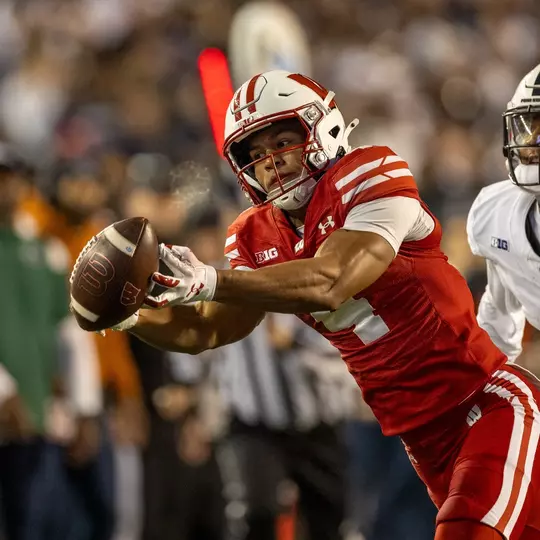 Wisconsin Badgers during a Big Ten Conference NCAA college football game against the Penn State Nittany Lions, Saturday, Oct. 26, 2024, in Madison, Wis. (Photo by David Stluka/Wisconsin Athletic Communications)