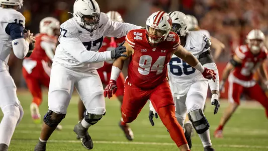Wisconsin Badgers during a Big Ten Conference NCAA college football game against the Penn State Nittany Lions, Saturday, Oct. 26, 2024, in Madison, Wis. (Photo by David Stluka/Wisconsin Athletic Communications)