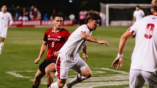 Dean Boltz dribbles the ball against Rutgers