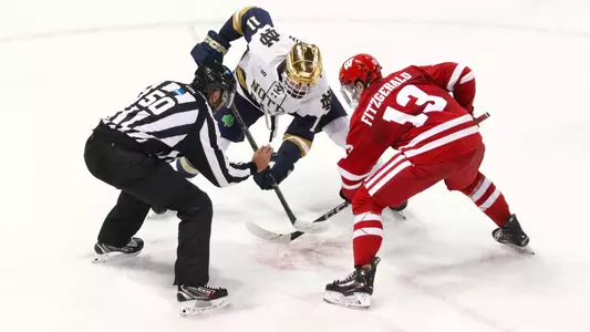 Christian Fitzgerald takes a faceoff at Notre Dame