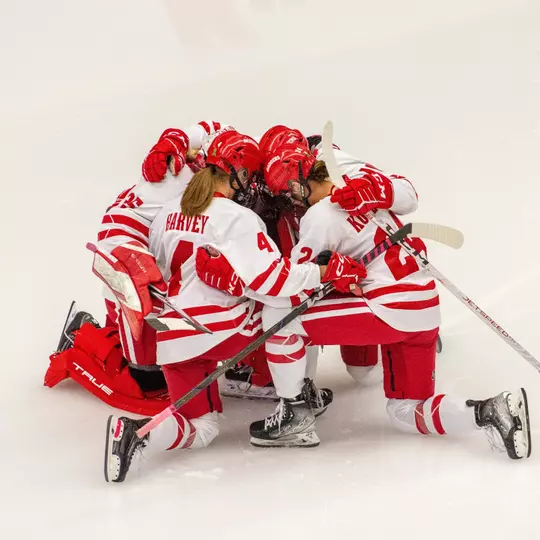 Badgers Huddle before a game against Bemidji State