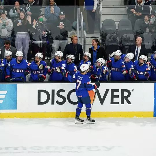 SAN JOSE, CA - NOVEMBER 6: Team USA and Team Canada face off in the Rivalry Series at Tech CU Arena on November 6, 2024 in San Jose, California. (Photo by Kavin Mistry/San Jose Sharks)
