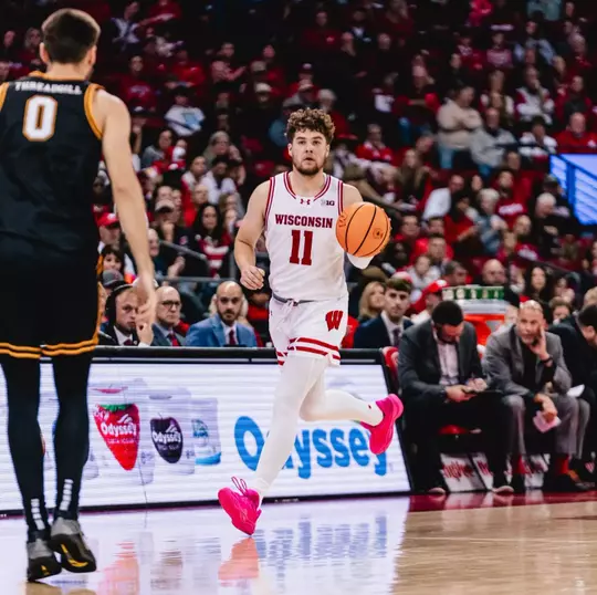 Max Klesmit brings up the ball against Appalachian State