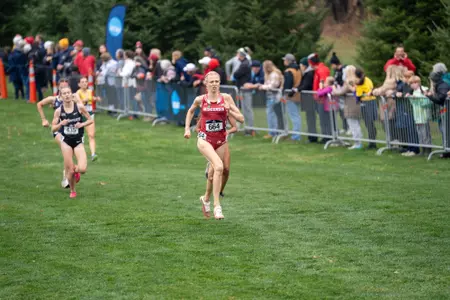 Shea Ruhly crosses the finish line at the NCAA Great Lakes Regional on Nov. 15.