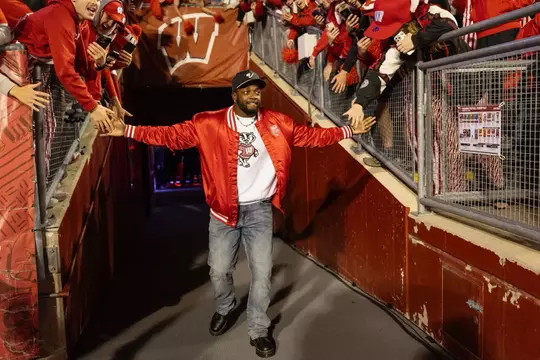 Melvin Gordon is introduced at Camp Randall Stadium during Saturday's game against Oregon.
