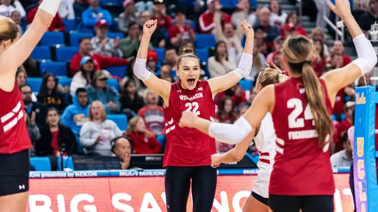 Julia Orzol celebrates in match vs UCLA