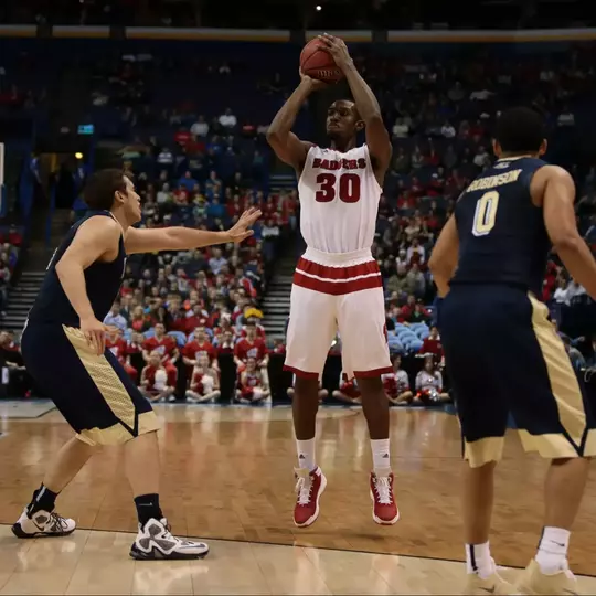 18 March 2016: F Vitto Brown (30) of the Wisconsin Badgers during the Pittsburgh Panthers game versus the Wisconsin Badgers in the first round of the Division I Men's Championship at Scottrade Center in St. Louis, MO. (Photo by Tim Spyers/Icon Sportswire)