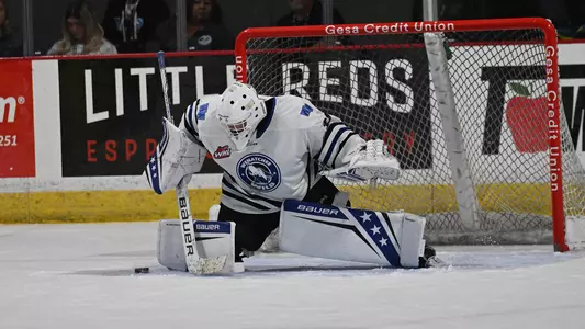 Daniel Hauser makes a save for the Wenatchee Wild