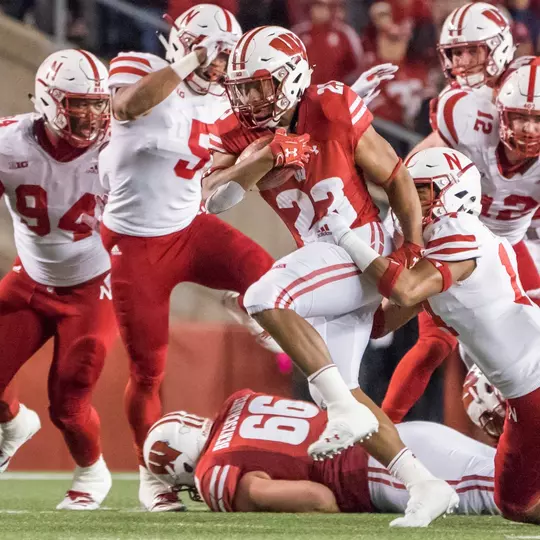 Johnathon Taylor against Nebraska in 2018