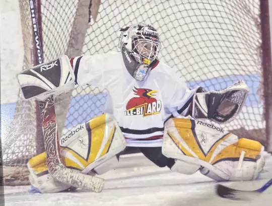 A young Tommy Scarfone in net