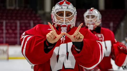 Quinn Kuntz celebrates post-game against Boston College