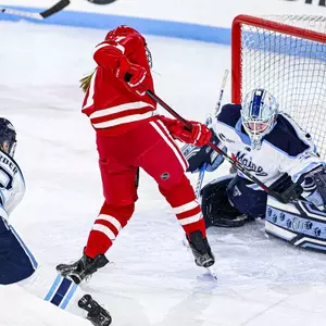 Kelly Gorbatenko scores a goal against Maine
