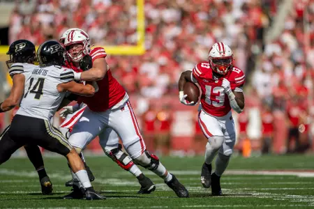 Wisconsin Badgers running back Darrion Dupree (13) carries the ball during a Big Ten Conference NCAA college football game against the Purdue Boilermakers, Saturday, Oct. 5, 2024, in Madison, Wis. The Badgers won 52-6. (Photo by David Stluka/Wisconsin Athletic Communications)