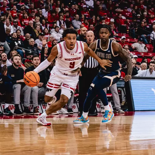 John Tonje drives to the basket against Montana State