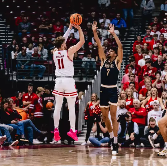 Klesmit shoots a three against Montana State